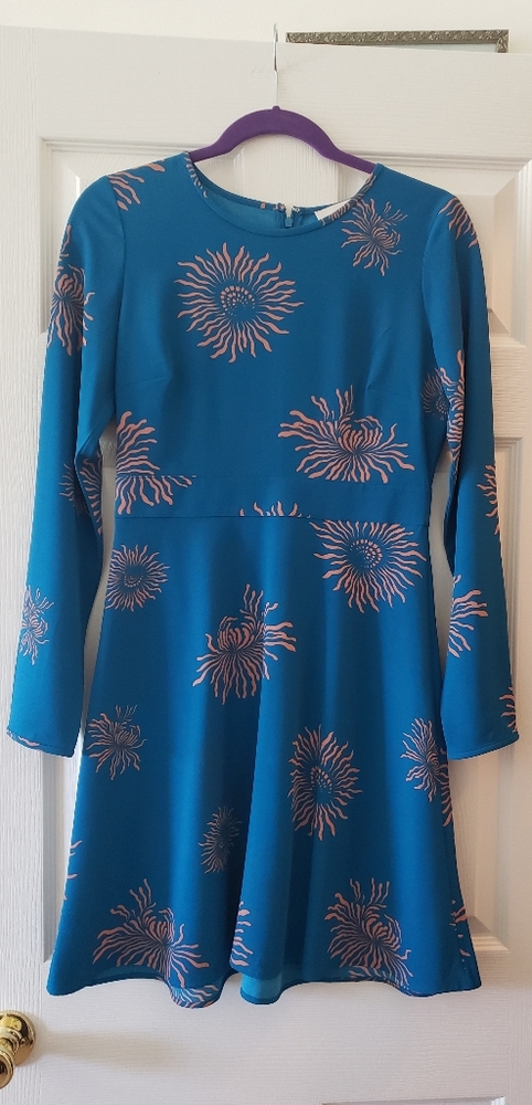 Ann Taylor Loft dress in teal with gold flowers